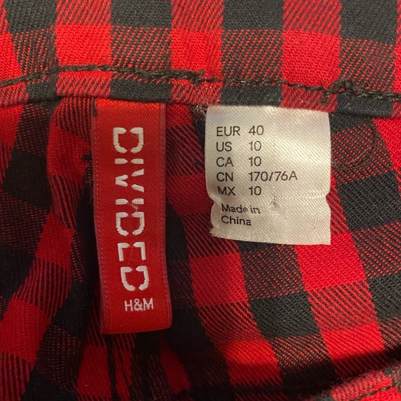 Divided Red Plaid Skinny Jeans - Picture 2 of 3